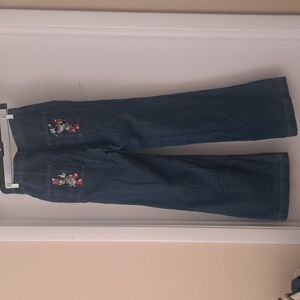Disney Collectable Gorgeous High waisted Embroidered  Donald & Mickey Jeans SzS